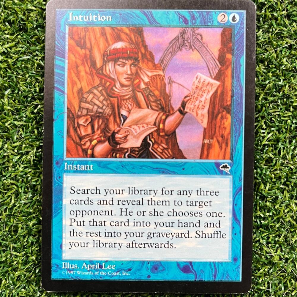 Intuition Tempest Rare MTG Reserved List Blue Instant LP/MP Magic The Gathering